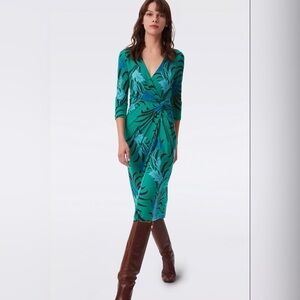 NWT DIANE VON FURSTENBERG Borris Wrap-effect Printed Jersey Midi Dress
